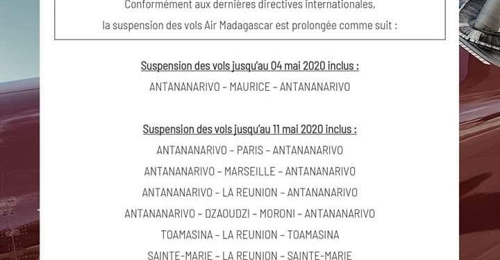 AIR MADAGASCAR : La suspension des vols prolongée jusqu&rsquo;à nouvel ordre