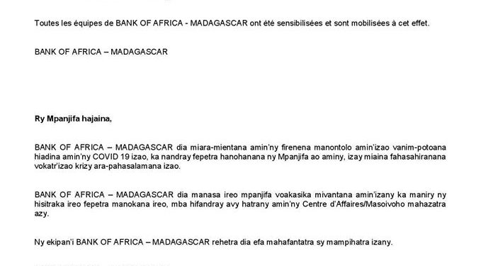 ?COMMUNIQUÉ DE PRESSE – Bank Of Africa