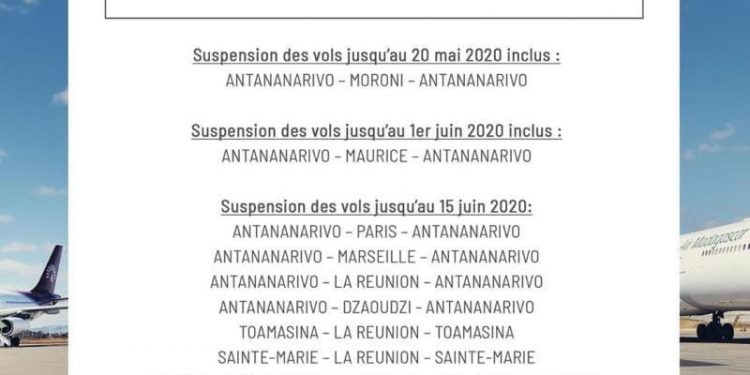 ?TRANSPORT AÉRIEN – Air Madagascar prolonge la suspension de ses vols