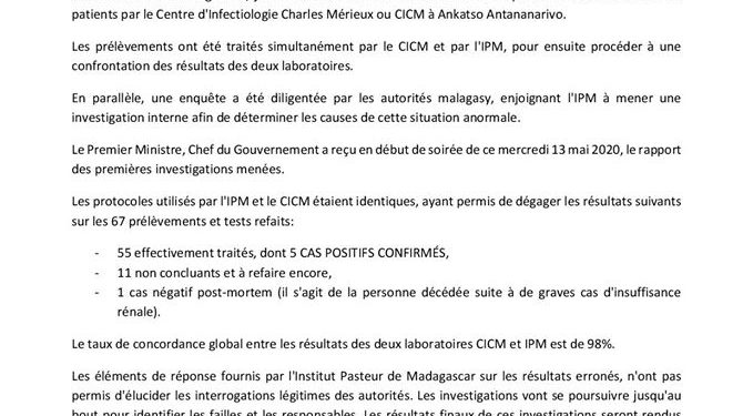 ?« DEMANDE D&rsquo;EXPLICATION » Le gouvernement se dit insatisfait des réponses de l&rsquo;Institut Pasteur