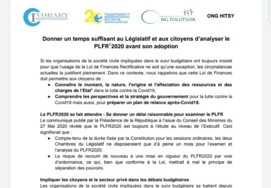 ?BUDGET – Des organisations de la société civile regrettent que le projet de loi de finances rectificative se fasse attendre