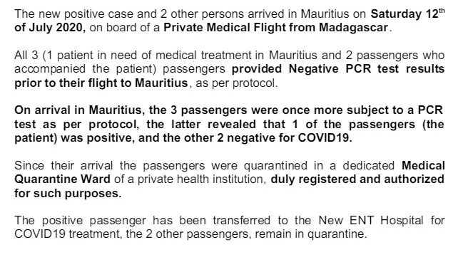 PANDEMIE – L&rsquo;île Maurice enregistre un cas positif au coronavirus en provenance de Madagascar