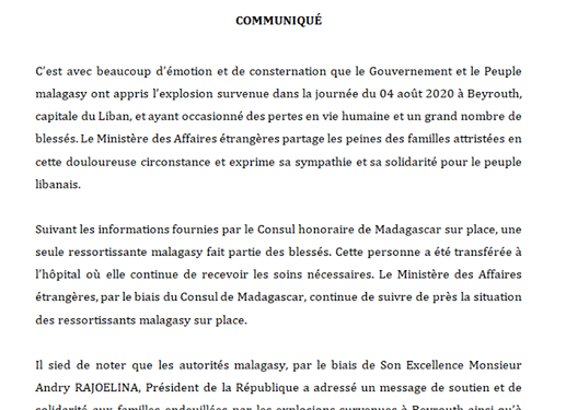 ‼️ URGENT EXPLOSION – Une Malgache blessée à Beyrouth