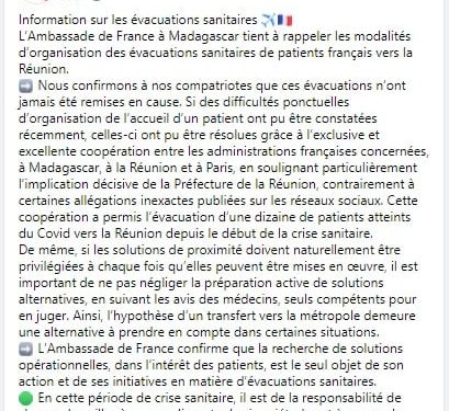 PANDEMIE – Une dizaine de patients français atteints de la Covid-19 évacués vers La Réunion depuis le début de la crise sanitaire