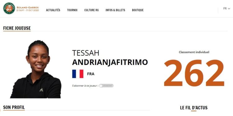 TENNIS – Tessah Andrianjafitrimo qualifiée pour le deuxième tour des qualifications de Roland Garros