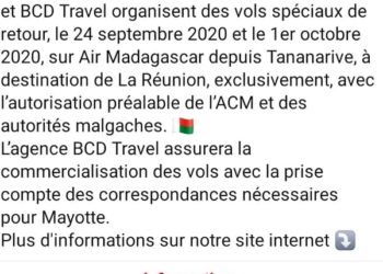 TRANSPORT AERIEN – Les passagers des vols spéciaux de l&rsquo;ambassade de France vers La Réunion testés au coronavirus à l&rsquo;Espace médical