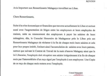 EXPATRIATION – Les travailleuses malgaches au Liban invitées à réclamer leurs salaires à la fin de chaque mois