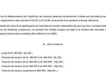 BUDGET – Vers une baisse des impôts sur les revenus salariaux et assimilés (Irsa)