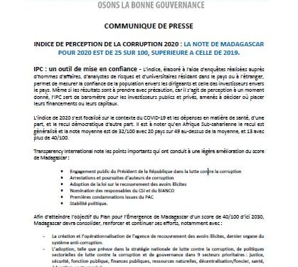 LUTTE CONTRE LA CORRUPTION – Le Comité de sauvegarde de l’intégrité recommande la création de l’agence de recouvrement des avoirs illicites
