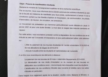 UNIVERSITE D&rsquo;ANTANANARIVO – L&rsquo;association des étudiants en médecine prévoit une manifestation ce jeudi