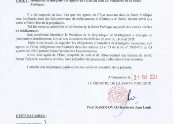 EPIDEMIE – Le ministère de la Santé publique entend appliquer des « sanctions sévères » à l’encontre des agents de l’Etat coupables de vols et de détournement des intrants de santé