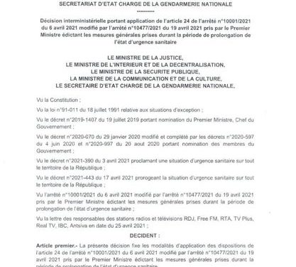 MEDIAS – Les émissions radios et télévisées interdites autorisées à reprendre après une lettre d’engagement déposée auprès du ministère de la Communication et de la culture