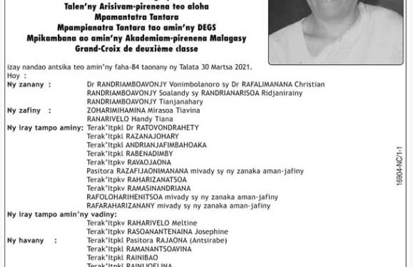 NECROLOGIE – Razoharinoro Randriamboavonjy, ancienne directrice des Archives nationales, tire sa révérence