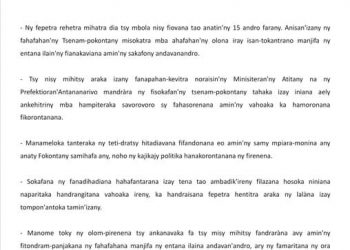 URGENCE SANITAIRE – Le Premier ministre dénonce des velléités de créer des troubles derrière l&rsquo;interdiction d&rsquo;ouverture des marchés de proximité dans les fokontany