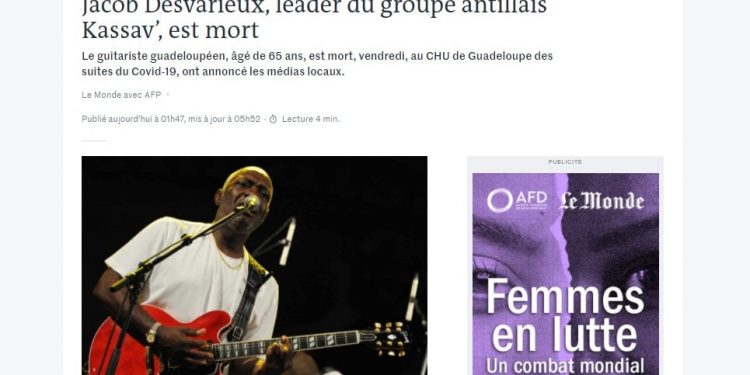 DISPARITION – Décès de Jacob Desvarieux, le fondateur du groupe Kassav