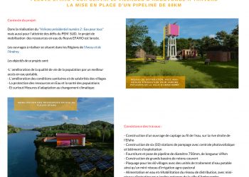 RAVITAILLEMENT – Le ministère en charge de l’Eau publie les détails des travaux à faire dans le cadre de la mise en place du pipeline qui partira d’Efaho et qui desservira en eau Ambovombe et ses alentours