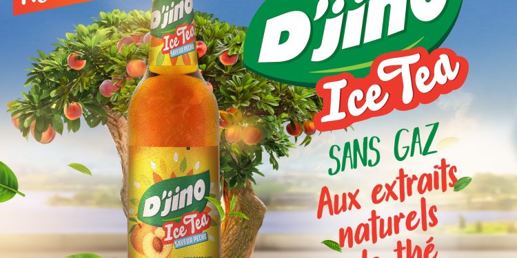 «Aux extraits naturels de thé et au saveur de pêche, garder la fraîcheur avec D’JINO ICE TEA ! 😍