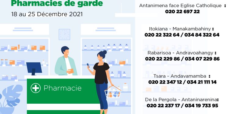 Pharmacie de garde à Antananarivo du 18/12/21 AU 25/12/21