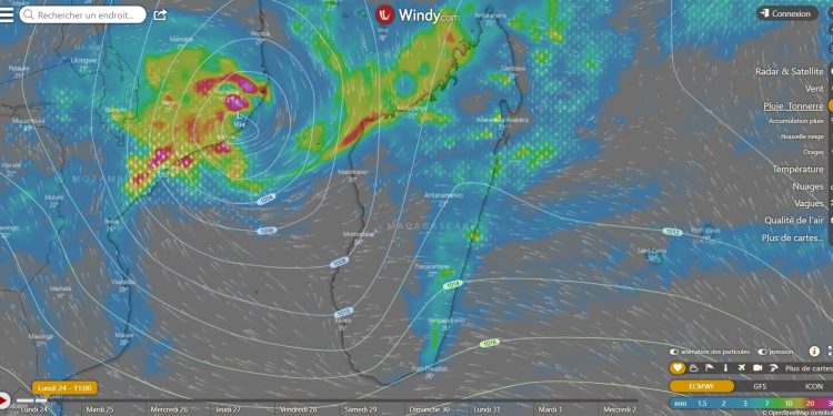 CYCLONE – Des pluies orageuses encore prévues sur certaines parties de Madagascar ce lundi, selon les prévisions du centre météorologique régional spécialisé cyclones de La Réunion