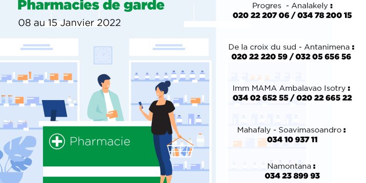 Pharmacie de garde à Antananarivo du 08/01/22 AU 15/01/22