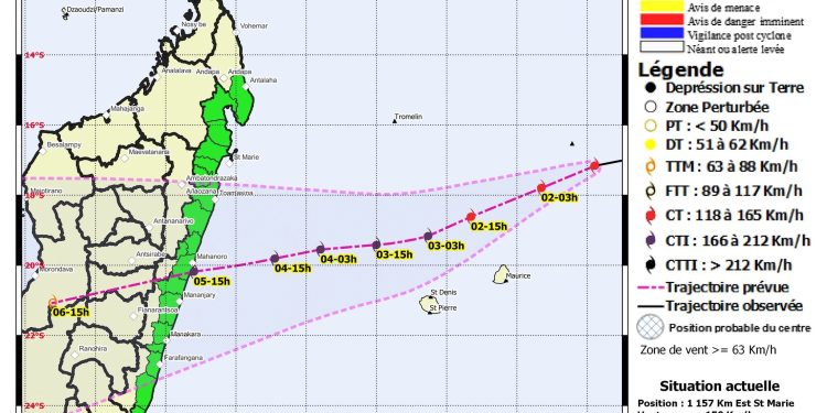 CATASTROPHES – Le cyclone Batsirai continue de s’intensifier et poursuit son avancée vers Madagascar, les sorties en mer déconseillées dès la nuit de ce mardi sur l’ensemble des côtes Est