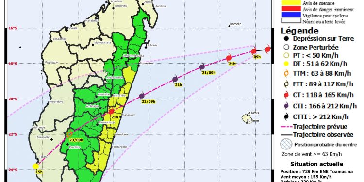 INTEMPERIES – Emnati, avec un diamètre plus large que Batsirai, touchera terre un peu plus au Nord de Mananjary, alerte inondation dans de nombreuses villes de l’Est et du Centre de Madagascar
