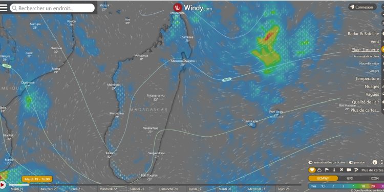 METEO – Vigilance fortes pluies dans le Nord et le Nord-Est en raison de la présence d’une faible circulation cyclonique au large de la Sava qui pourrait éventuellement évoluer vers le stade de tempête tropicale