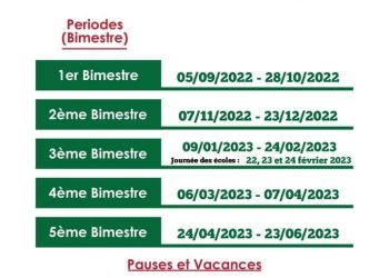 EDUCATION – Deux pauses d&rsquo;une semaine et deux pauses de deux semaines pour l&rsquo;année scolaire de 2022-2023