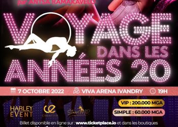 Voyage dans les années 20 ❗ Comédie musicale organisé par Harley event et Creative event&co, un spectacle produit par Antsa Ramakavelo ✨ 🔥Moulin Rouge 🔥 Burlesque 🔥 Chicago 🔥 Gatsby 🔥 : Tous des chefs d’œuvre du 7ème art qui annoncent les couleurs de notre comédie musicale ❗️ Voyage dans les années 20, c’est aussi : 🔘 7 danseuses et 4 danseurs 💃🏽 🕺 🔘 2 chanteuses et 1 chanteur 🎙🎤 Des artistes talentueux & passionnés et sexy qui attendent impatiemment de partager leur art avec vous 🫵🏼 🫵🏼 🥰 Musique 🎵 rire ☺️ & art 🖼 seront au rendez-vous 😉🫶 Retenez cette date: 👉Vendredi 07 Octobre 2022 👈 🕗 A partir de @9 📍ARENA Ivandry Les billets 🎫🎫 sont dès maintenant disponibles : 🔹En ligne sur TicketPlace en cliquant sur ce lien https://www.ticketplace.io/event/hdk6xnopc73l2t0rg19m 🔹Mass’In La City Alarobia 🔹Mass’In Akoor Digue 🔹 Mass’In Isoraka (en face de BIO33) 🔹Mass’In Smart Tanjombato Pour plus d’informations, RDV en MP 📩📩 ou appelez 🤳directement l’ infoline ☎️☎️ +261 34 41 140 59