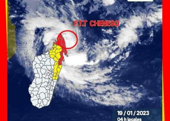 METEOROLOGIE – Cheneso prévue toucher terre dans le Nord d&rsquo;Antalaha entre 7h et 10h ce jeudi matin,