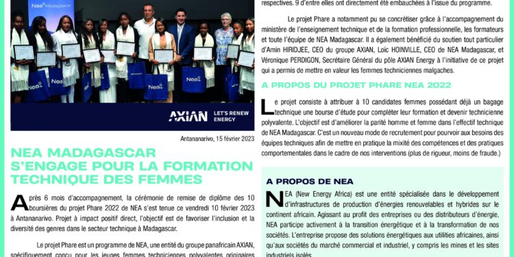 NEA MADAGASCAR S’ENGAGE POUR LA FORMATION TECHNIQUE DES FEMMES