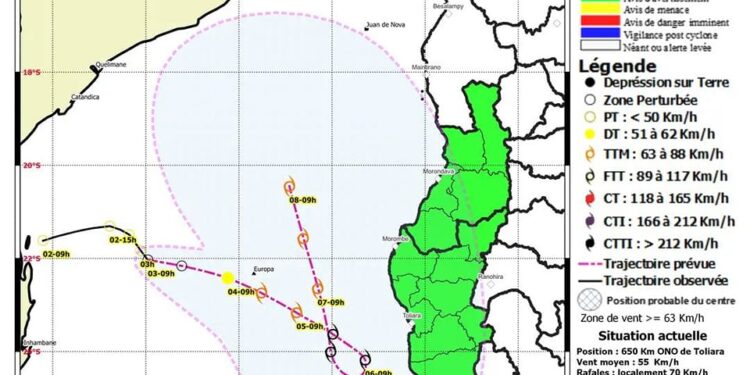 METEOROLOGIE – Le Menabe et l’Atsimo Andrefana placés en alerte verte, Freddy reprend des forces et s’approche progressivement des littoraux d’Atsimo Andrefana