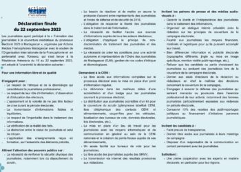 Session de formation à la couverture du processus électoral présidentiel à Madagascar