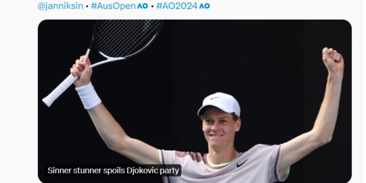 TENNIS – Le jeune Jannik Sinner réalise l’exploit et élimine Novak Djokovic en demi-finales de l’Open d’Australie