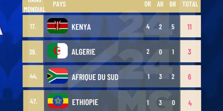 JEUX OLYMPIQUES – L’Afrique termine les Jeux de Paris 2024 avec 39 médailles dont 13 en or