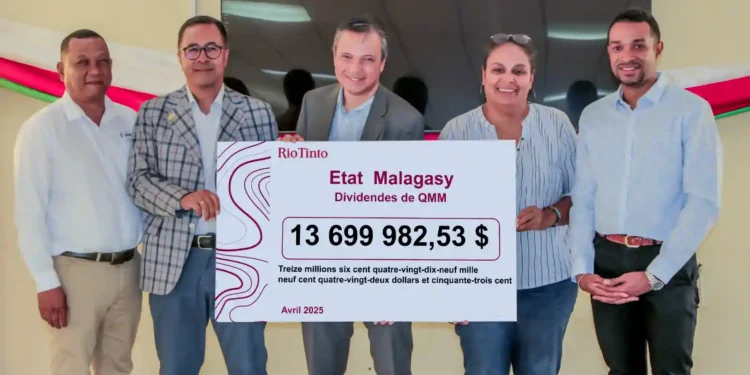 SECTEUR MINIER – Rio Tinto QMM verse un dividende exceptionnel de 13,7 millions de dollars à l&rsquo;Etat malgache